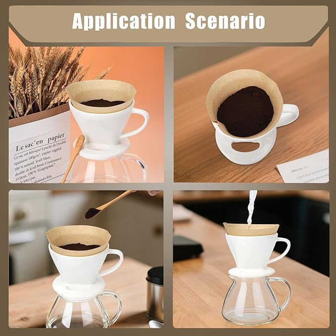 250 Count #4 Coffee Filter 8-12 cup, Disposable Cone Coffee Filters For Pour Over and Drip Coffee Maker