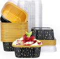 EUSOAR Cake Pans with Lids, 50pcs 10oz/300ml Square Cupcake Liners Disposable Ramekins, Aluminum Foil Containers Muffin Cups for Baking Mini Cake Loaf Bread Holders for Birthday Wedding Party Favor