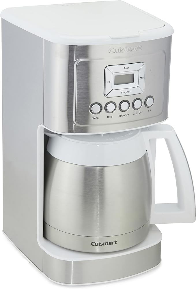 Cuisinart 12-Cup Coffee Maker with Thermal Coffee Carafe, Stainless Steel, Programmable Large Capacity Drip Coffee Machine for Home or Office, DCC-3400W, White