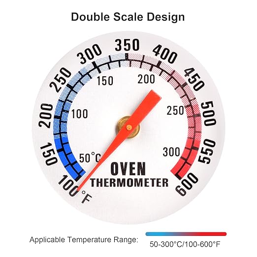 Stainless Steel Oven Thermometer for Electric/Gas Oven, Kitchen Cooking Grill Smoker Thermometer(50-300°C/100-600°F) (2)