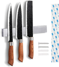 8 Inch Magnetic Knife Holder for Wall No Drill - Upgraded Stainless Steel Magnetic Knife Strip with 3M Type, Magnet Knife Strip Bar Rack for Kitchen Utensil & Tool Storage, Art Supply Essentials