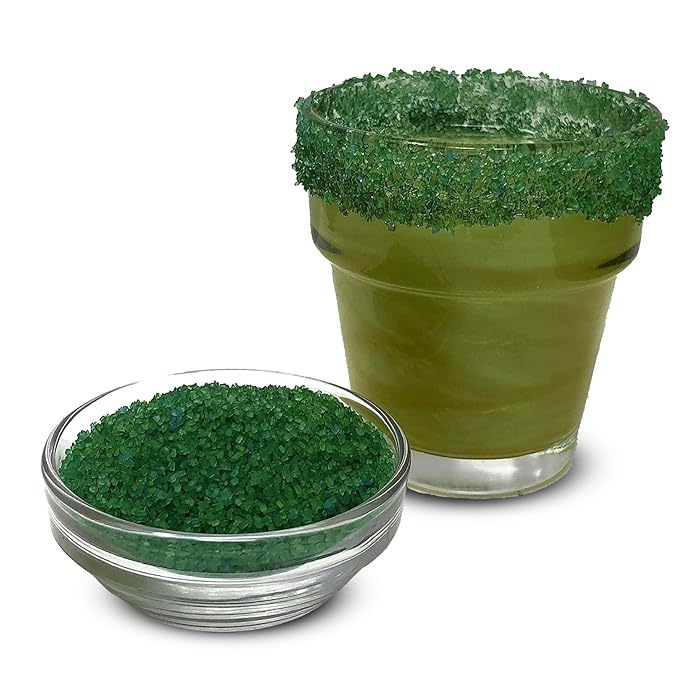 Snowy River Holly Green, Cocktail & Margarita Sugar Rimmer - Vibrant Color Glass Rimming Sugar with Medium Crystal Texture - 8oz