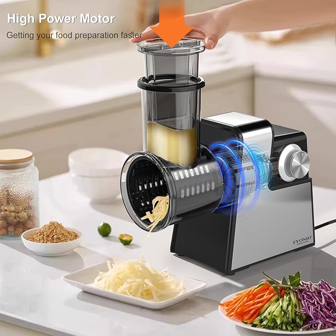 Electric Cheese Grater, 5 in 1 Salad Maker with Stainless Steel Blades, 350W Electric Slicer Shredder/Slicer, Electric Salad Machine for Cheeses, Fruits, Vegetables