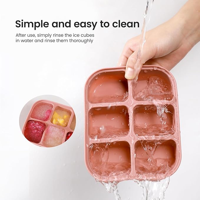 Ice Cube Tray 2 Pack - Stackable Large Silicone Ice Cube Freezer Molds & Easy Release Square Ice Cube Maker with Removable Lid BPA Free for Cocktail,Whiskey,Soup Baby Food