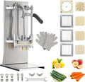 4in1 Commercial French Fry Cutter & Lemon Slicer & Vegetable Chopper - Stainless Steel with Extended Handle - 4 Blades for Home, Bar, Restaurant - Dice, Slice & Chop 1/2", 3/8", 1/4", 8 Wedge