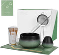 ZENS Matcha Whisk Set, Matcha Kit Set with Bowl and Bamboo Whisk, 304 Sifter, Scoop, (Chasen Holder) -Tea Mat, 6pcs Matcha Set for Latte-Making, Sage Green