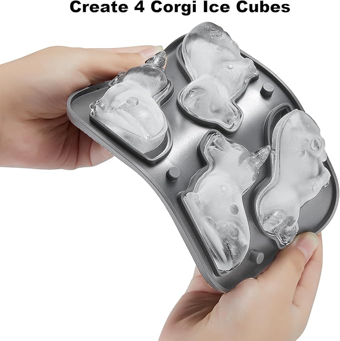 Nax Caki Corgi Dog gifts 3D Ice Cube Mold Fun Shapes, Large Craft Ice Mold, Big Dog Ice Cube Trays for Whiskey Cocktails Bourbon