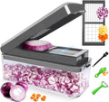 Vegetable Chopper, Onion Chopper Dicer, Mandoline Slicer with Container, Vegetable Cutter for Salad Potato Carrot Garlic（2 Blades, Grey）