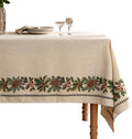 ISAENNE Designer Christmas Linen Extra Long Rectangle Tablecloth,Light Beige Western Table Cloth,Wrinkle Resistant Decor Tablecloths for Dining Thanksgiving Kitchen Christmas,63"*110"-Carol G