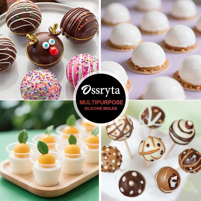 6-Cavity Medium Semi-Sphere Silicone Molds - Hot Chocolate Bomb Molds for Baking, Dome Cakes, Candy, Jelly & Mousse - Reusable, Non-Stick Half Sphere Chocolate Mold Set (2 Pack)