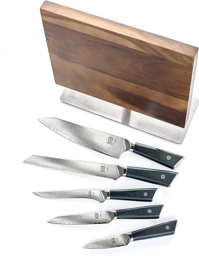 Mercer Culinary Premium Grade Super Steel 6-Piece Knife Set with Magnetic Stand, G10 Handles