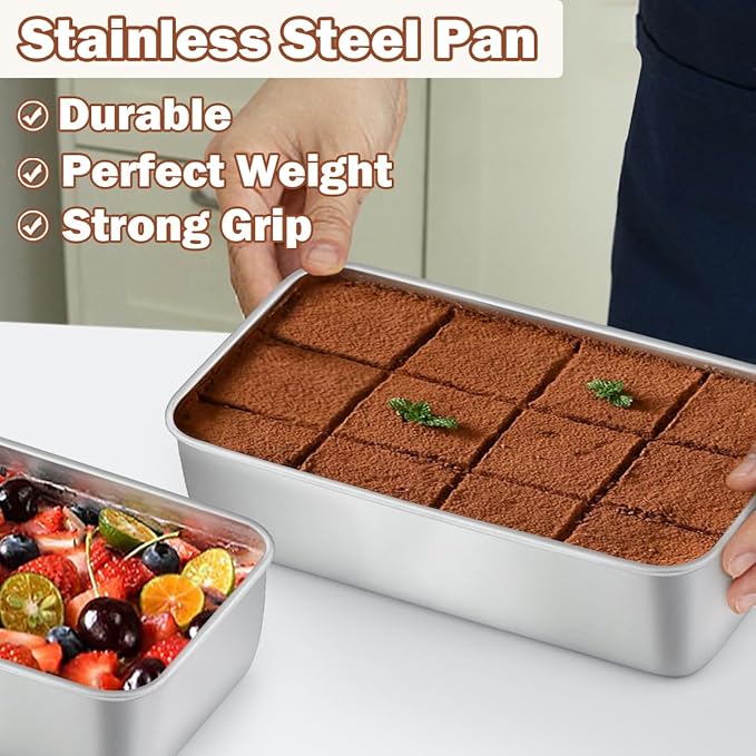 LIANYU 5 Pack 9x5In Loaf Pans for Bread Baking, Stainless Steel Baking Bread Pans, Small Loaf Tins for Homemade Brownies and Pound Cakes, Dishwasher Safe