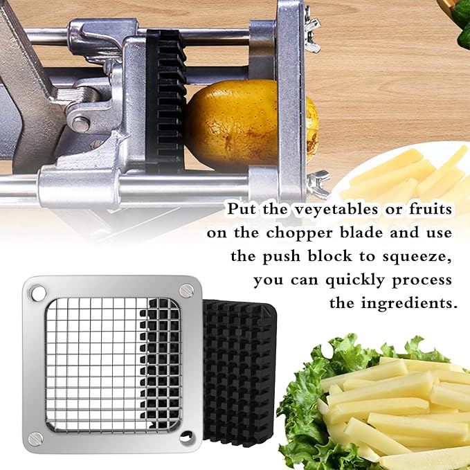 Replacement Chopper 1/4" Blade, Commercial Vegetable Chopper Dicer, French Fry Cutter Stainless Steel Blade for Fruit Cutting Machine Tomato Onion Pusher Block