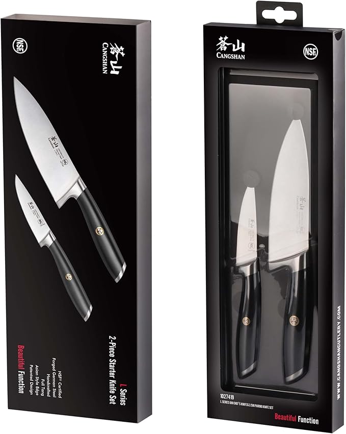 Cangshan L Series 2-Piece Starter Knife Set, Forged German Steel, Black, 1027419