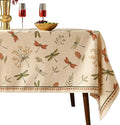 ISAENNE Designer Floral Linen Extra Long Rectangle Table Cloth,French Off White Elegant Tablecloth,Washable Home Decor Tablecloths for Dining Thanksgiving Kitchen Christmas,67"*118"-Grace B