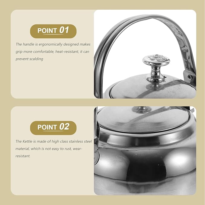 Hemoton Stainless Steel Tea Kettle with Infuser 1.2L Whistling Stove Top Kettle for Home and Camping Use