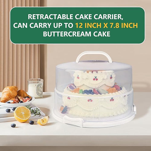 12 Inch Cake carrier Container with Lid and Handles Includes Insulated Bag for Safe Transportation of Buttercream Doesn't Melt Easy for Cakes, Pies and Cupcakes (Green)