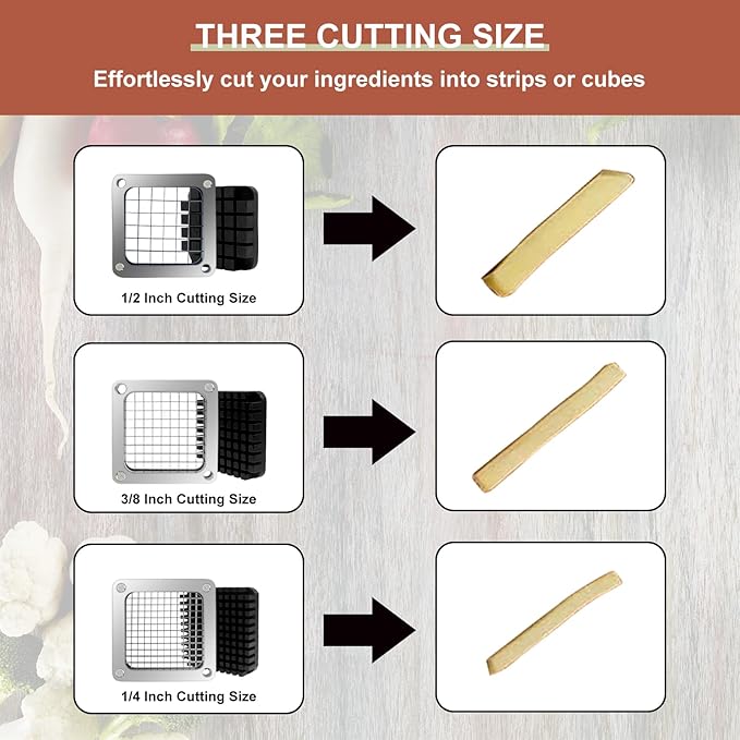 2Pcs 3/8''Replacement Chopper Blade, Commercial Vegetable Chopper Dicer Stainless Steel Blade and Pusher Block for Fruit Cutting Machine Tomato onion French Fries Cutter
