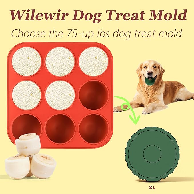 9-Cavity Silicone Frozen Dog Treat Mold for Woof Pupsicle & Power Chewer Pupsicle XL 75 lbs and Up, Reusable Frozen Dog Treat Tray Mold for Pupsicle Toy