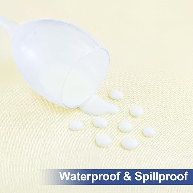 homing Rectangle Table Cloth Cover, Waterproof Polyester Elastic Fitted Tablecloth, Fits for 6 Foot Folding Tables, Washable Table Protector for Picnic, Camping, Outdoor (Cream Yellow, 30" x 72")