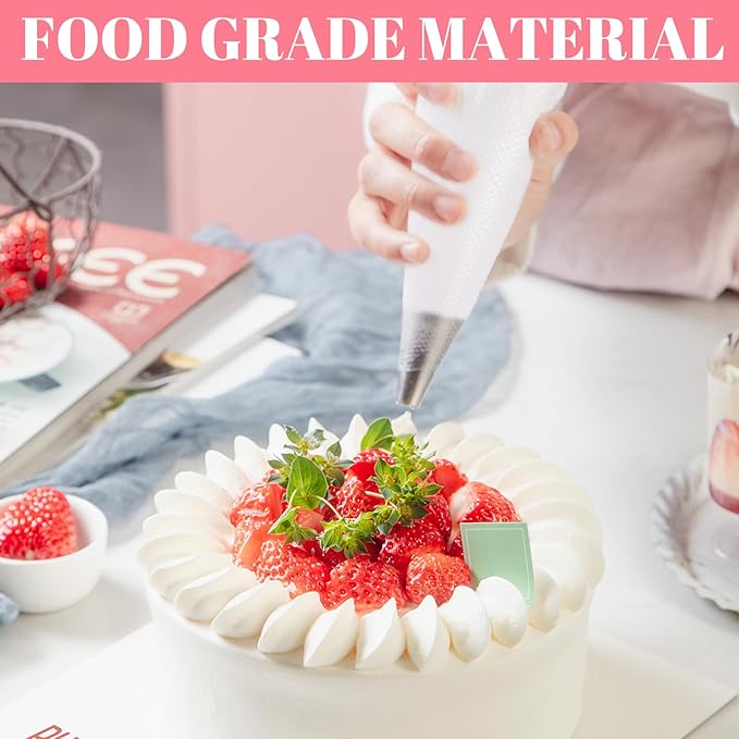 200 Pcs Disposable Cream Pastry Bag Cake Icing Piping Decorating Tool Cupcake Decorating Piping Icing Bag (Red)