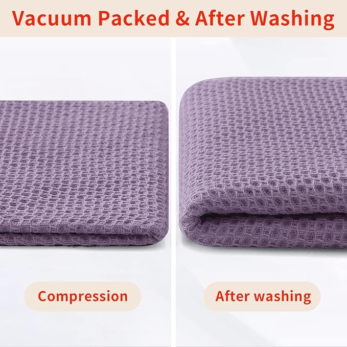 Homaxy 100% Cotton Waffle Weave Kitchen Dish Towels, Ultra Soft Absorbent Quick Drying Cleaning Towel, 13 x 28 Inches, 8-Pack, Lavender