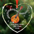 Custom Mandolin Christmas Glass Ornament 2025, Personalized Mandolin Player Xmas Ornament with Text Name & Year, Musical Instrument Christmas Tree Ornaments, Gift for Men Women Mandolinist