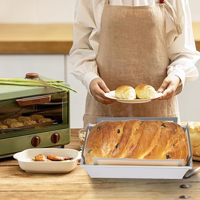 2 Pcs Thickened Silicone Bread loaf pan liners for baking bread 9x5，Silicone Baking Mat for 9x5 Inch Loaf Pan, Nonstick & Reusable, Easy to Clean, High-Temp Resistant (Black and Red)