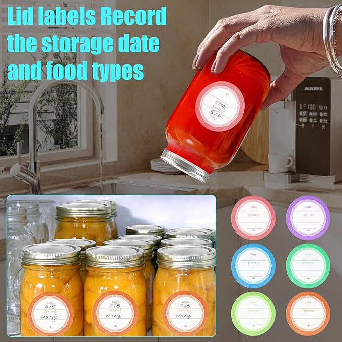 Auto Stop Electric Mason Jar Vacuum Sealer, Vacuum Sealer Kit for Wide Mouth and Regular Mouth Mason Jars with Food Storage Labels for Freshness and Preservation