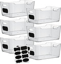 Plastic Clear Storage Bins with Labels, Home Freezer Refrigerator Pantry Organizers and Storage Containers Fridge Organizer Bins Kitchen Organization Cabinet Medicine Bin for organizing