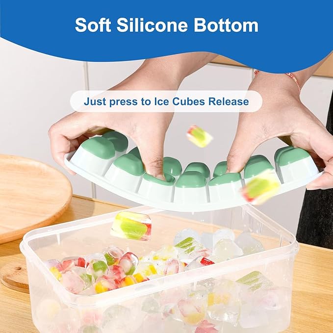 Ice Cube Tray, Ice Cube Trays for Freezer 5 Pack with Lids, Ice Tray Easy-Release, Ice Trays for Freezer Stackable, Silicone Ice Cube Tray for Drinks, Coffee - BPA-Free and Odor-Free