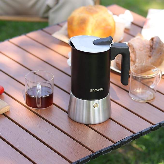 Sivaphe Stainless Steel Stovetop Espresso Brewer 6 Espresso Cup Induction Mocha Pot Cuban Coffee Maker 10.5fl.oz Italian máquina de café expreso
