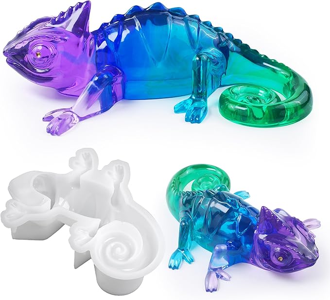 Lizard Animal Cylinder Candle & Resin Mold - Resin Casting Silicone Molds for Home Decor & Candle Making Wave Spiral Mold