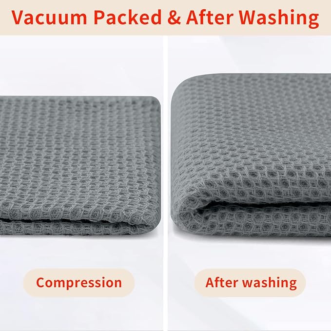 Homaxy 100% Cotton Waffle Weave Kitchen Dish Cloths, Ultra Soft Absorbent Quick Drying Dish Towels, 12 x 12 Inches, 6-Pack, Grey