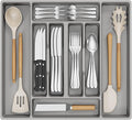 Lifewit Silverware Organizer, Plastic Kitchen Utensil Drawer Tray, Cutlery Flatware Storage Holder for Spoons Forks Knives, 20 x 16 Inches, 8 Compartment, Gray