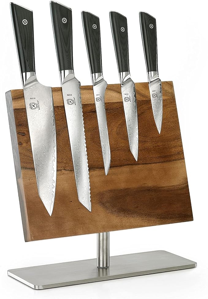 Mercer Culinary Premium Grade Super Steel 6-Piece Knife Set with Magnetic Stand, G10 Handles