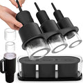 Ice Cube Tray for Tumbler Cup 30Oz-40Oz, 3 Pcs Silicone Cylinder Ice Mold with Lid and Bin for Freezer, Easy Fill and Release Ice Maker for Whiskey, Cocktail BPA-Free (Black, 40Oz)