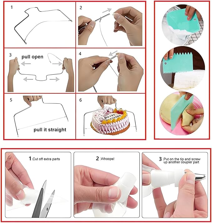 298 Pcs Cake Decorating Kit with Cake Turntable,Cake Leveler,24 Numbered Icing Tips,2 Spatulas,3 Comb Scrapers,8 Carved Pens,100 Pastry Bags,100 Paper Cupcake Liners, (Green)