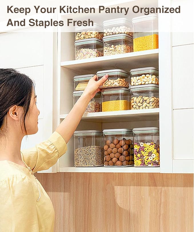 4 Pcs Large Pop Airtight Food Storage Containers Set with Lids, 4.2Qt/4L Food Containers with Scoop, Kitchen Pantry Organization and Storage, BPA Free Stackable Cereal Container (4 * 4.2Qt)