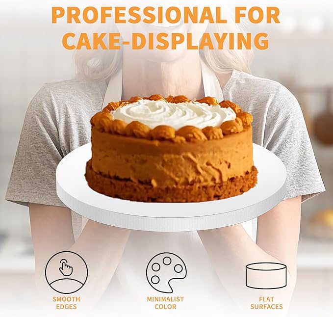 16 Inches White Round Sturdy Cake Board Drums for Displaying Cakes,1/2" Thick Decorating Supplies White 5-Pack Sturdy Corrugated Cardboard Base for Multi-Layer Cakes, Base para Pastel (16inch/5pcs)