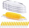 Stainless Steel Corn Holders - 16 Pack with 5 Pack Dish Set, Transparent Corn Trays
