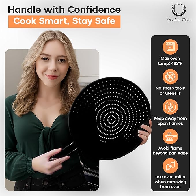 Frying Pan Splatter Screen | USA Brand | 13-Inch Black, Fit Pans (12" to 13") Silicone Grease Splatter Guard for Frying Pan and Stove by Beckon Ware