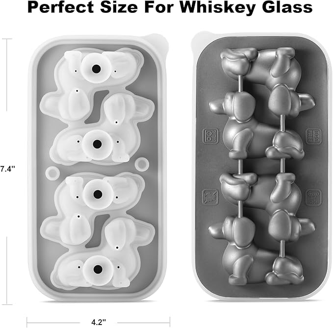 Nax Caki 3D Dachshund Dog Ice Cube Mold Fun Shapes, Dachshund Gifts for Women, Cute Large Craft Ice Mold, Big Dog Ice Cube Trays for Whiskey Cocktails Bourbon