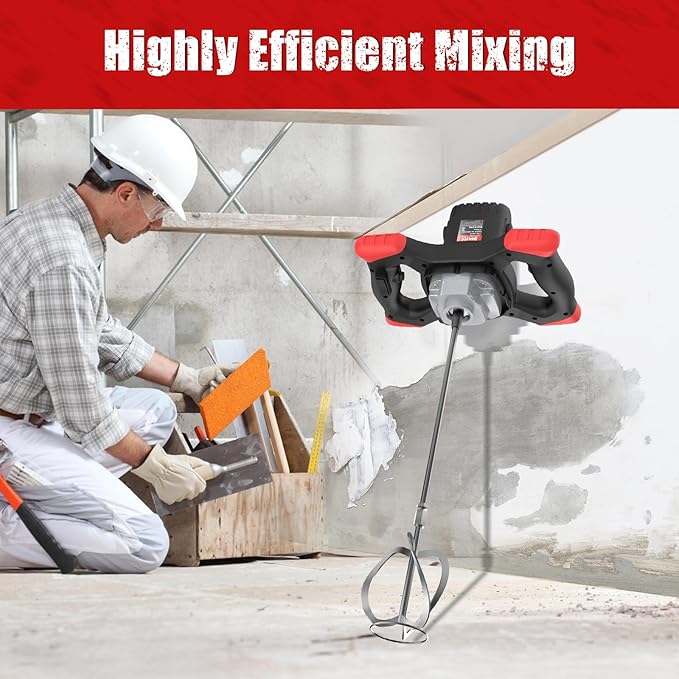 IMAYCC Cement Mixer 2100W, Portable Concrete Mixer, 110V Handheld Mud Mixer for Motar,Paint, Grout, Plaster, Thinset,Fodder Stirring Tool