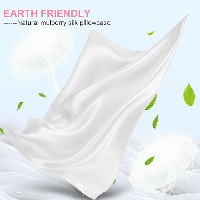 Mulberry Silk Pillow Cases Queen Size with Hidden Zipper, Ultra Smooth and Soft Breathable Cooling Silk Satin Pillowcase for Hair and Skin, Gifts for Women Men (Pure White, 20x30 Inches, 1 Pack)