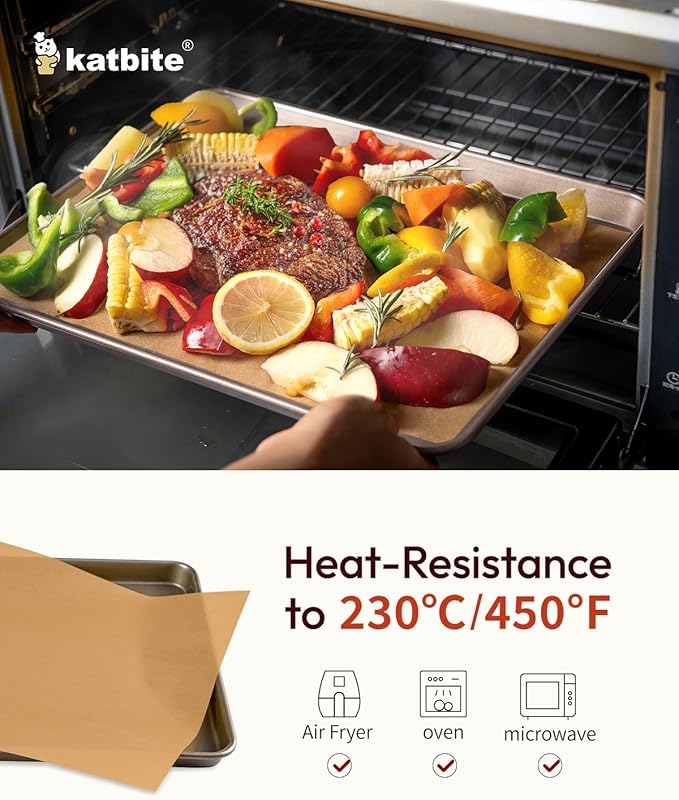 Katbite 300Pcs 12x16 In Parchment Paper Sheets, Heavy Duty Baking Paper, Unbleached Non-stick Sheets for Air Fryer, Grilling, Steaming Cooking Bread Cake and Wrapping Foods[Advanced Series]