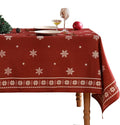 ISAENNE Designer Christmas Red Rectangular Tablecloth,Linen Table Cloth with Snowflakes Pattern,Wrinkle Resistant Decor Tablecloths for Dining Kitchen Thanksgiving Christmas,55"*87"-Carol C