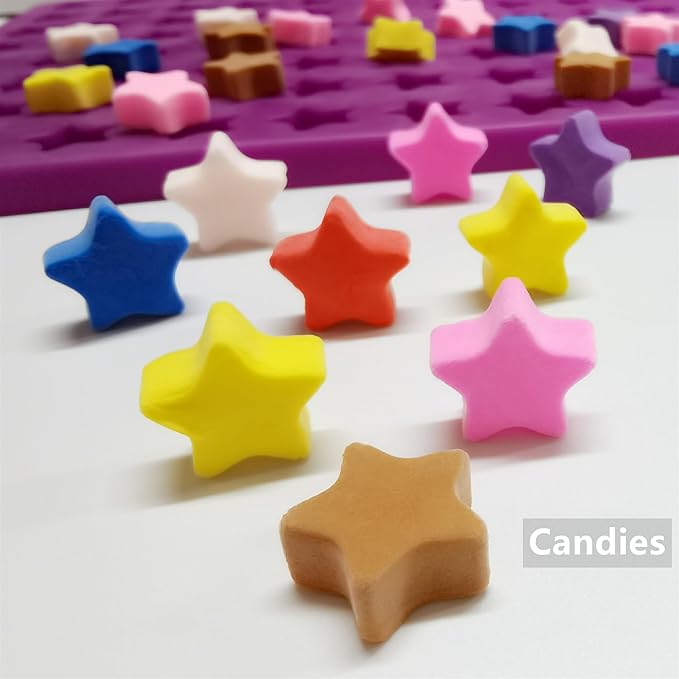 Mini Star Silicone Molds with Scraper for Baking, Chocolate Making, and Crafts
