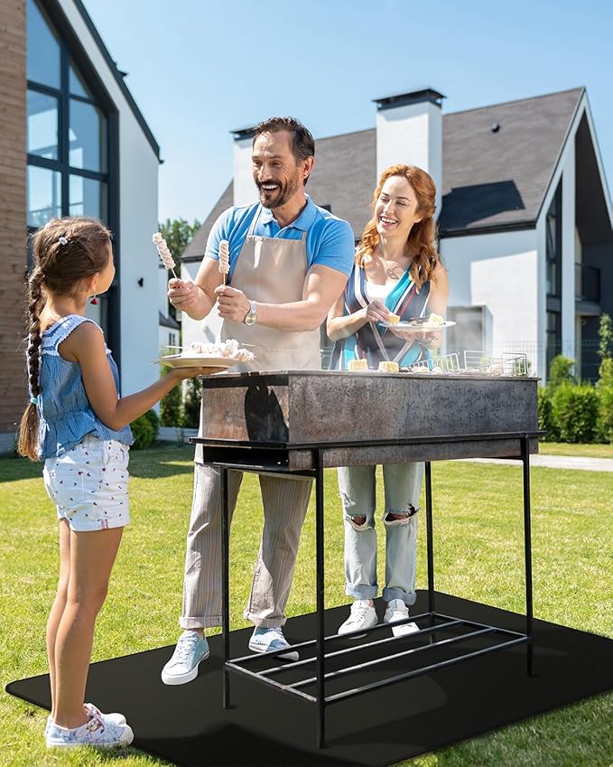 30 x 48inch Grill Mat for Outdoor Grill,Double-Sided Fireproof Grill Pad,Perfect for Outdoor Barbecue Spots,Fireproof, Waterproof, and Oilproof BBQ Protector for Decks and Patios
