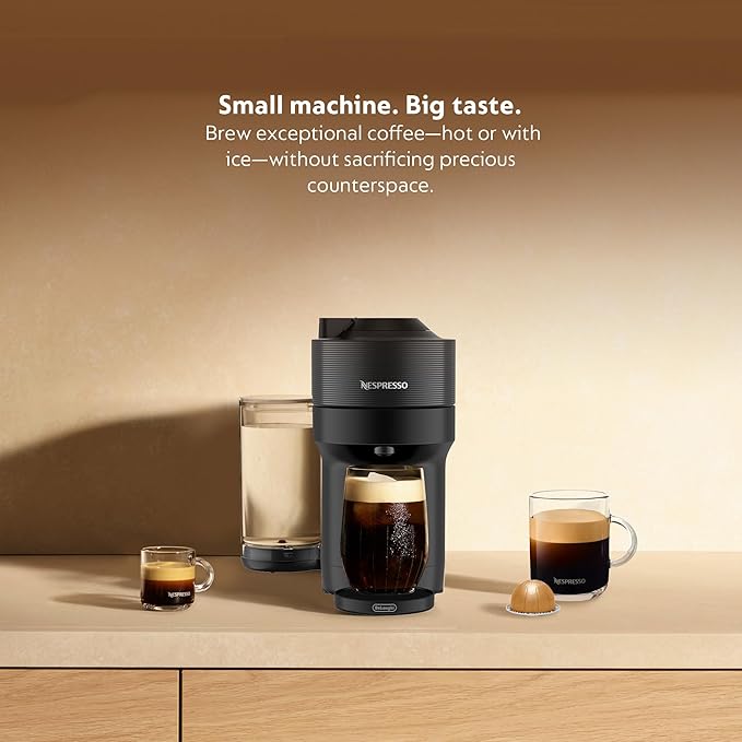 Nespresso Vertuo Pop+ Coffee and Espresso Machine by De'Longhi, Liquorice Black